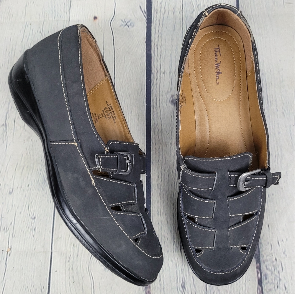 THOM MCAN | Dalia leather fisherman buckle contrasting stitch casual shoes